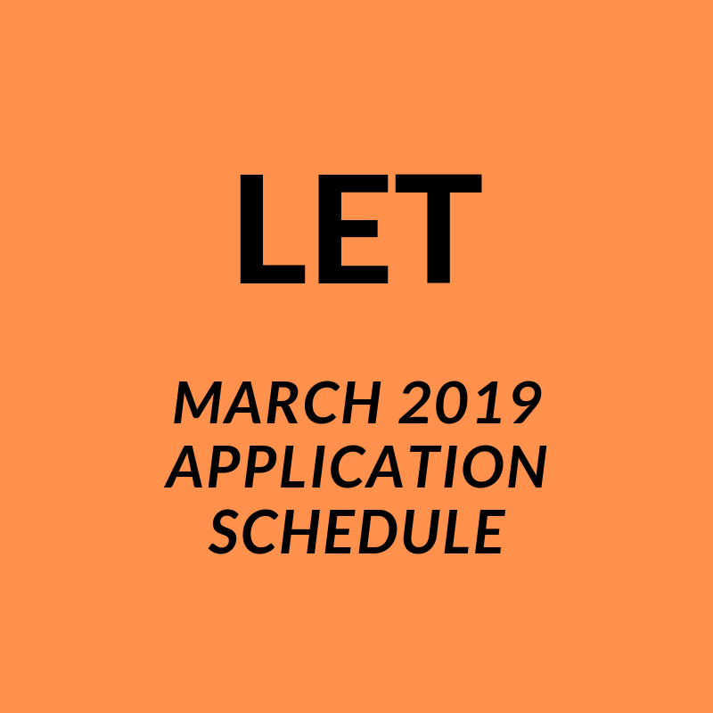 LET march 2019 application filing schedule