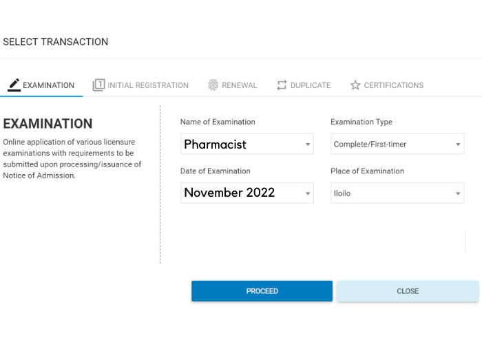 Pharmacists Board Exam Payment method LERIS PRC Screenshot