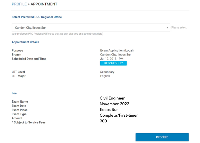 Civil Engineer Board Exam Payment method LERIS PRC Screenshot