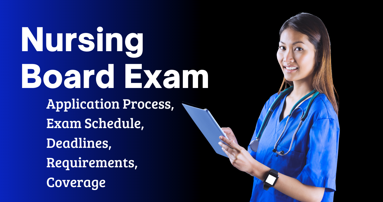 Nursing Board, licensure exam application process, schedule, deadlines, coverage, requirements